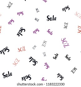 Dark Blue, Red vector seamless layout with discount of 30%. Colored words of sales with gradient on white background. Template for season sales, shopping ads.