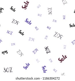 Dark Blue, Red vector seamless pattern with 30 percentage signs. Illustration with signs of sales on abstract template. Backdrop for ads, leaflets of Black Friday.
