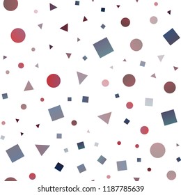 Dark Blue, Red vector seamless backdrop with lines, circles, rhombus. Illustration with set of colorful circles, triangles, squares. Template for business cards, websites.