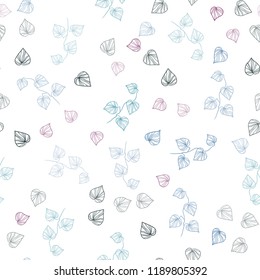 Dark Blue, Red vector seamless natural artwork with leaves. Decorative illustration with doodles on abstract template. Template for business cards, websites.