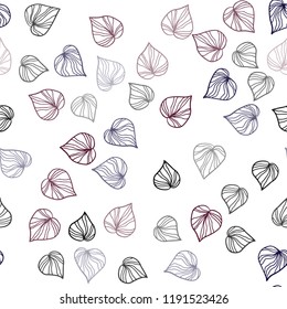 Dark Blue, Red vector seamless doodle layout with leaves. Colorful abstract illustration with leaves in doodle style. Template for business cards, websites.