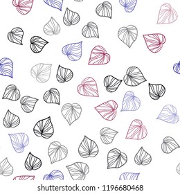 Dark Blue, Red vector seamless doodle background with leaves. New colorful illustration in doodle style with leaves. Design for textile, fabric, wallpapers.