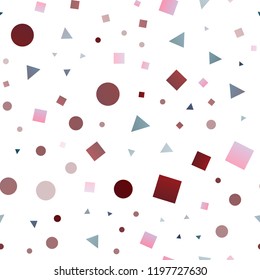 Dark Blue, Red vector seamless cover in polygonal style with circles. Abstract gradient illustration with circles, triangles, cubes. Pattern for design of window blinds, curtains.