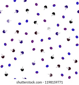 Dark Blue, Red vector seamless pattern with coffee beans, cups. Gradient illustration with set of mugs, beans. Pattern for menu of cafes and restaurants.