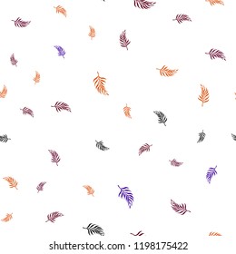 Dark Blue, Red vector seamless abstract backdrop with leaves. Decorative illustration with doodles on abstract template. Pattern for trendy fabric, wallpapers.