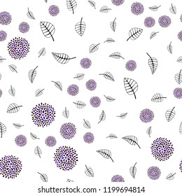 Dark Blue, Red vector seamless doodle texture with leaves, flowers. Shining colorful illustration with leaves, flowers. Pattern for design of window blinds, curtains.