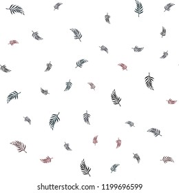 Dark Blue, Red vector seamless doodle texture with leaves. A vague abstract illustration with leaves in doodles style. Pattern for design of window blinds, curtains.