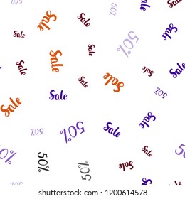 Dark Blue, Red vector seamless pattern with 50 percentage signs. Illustration with signs of sales on abstract template. Backdrop for ads, leaflets of Black Friday.