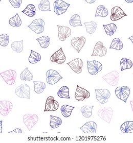 Dark Blue, Red vector seamless elegant pattern with leaves. Colorful illustration in doodle style with leaves. Template for business cards, websites.