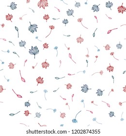 Dark Blue, Red vector seamless doodle layout. A vague abstract illustration with leaves in doodles style. Brand new design for your business.