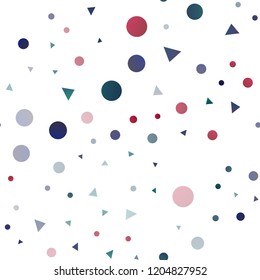 Dark Blue, Red vector seamless template with crystals, circles. Decorative design in abstract style with lines, dots. Pattern for design of window blinds, curtains.