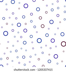 Dark Blue, Red vector seamless pattern with spheres. Glitter abstract illustration with blurred drops of rain. Completely new template for your brand book.