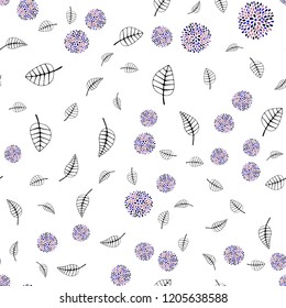 Dark Blue, Red vector seamless natural background with leaves, flowers. Colorful abstract illustration with leaves in doodle style. Trendy design for wallpaper, fabric makers.
