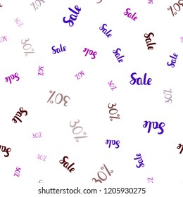 Dark Blue, Red vector seamless texture with selling prices 30 %. Illustration with signs of sales on abstract template. Backdrop for super sales on Black Friday.