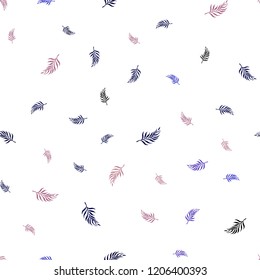 Dark Blue, Red vector seamless abstract pattern with leaves. Doodle illustration of leaves in Origami style with gradient. Pattern for design of window blinds, curtains.