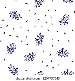 Dark Blue, Red vector seamless doodle pattern with leaves, branches. Doodle illustration of leaves and branches in Origami style. Template for business cards, websites.
