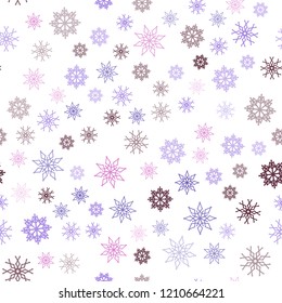 Dark Blue, Red vector seamless template with ice snowflakes. Glitter abstract illustration with crystals of ice. Design for textile, fabric, wallpapers.