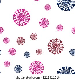 Dark Blue, Red vector seamless template with ice snowflakes. Decorative shining illustration with snow on abstract template. Pattern for design of window blinds, curtains.