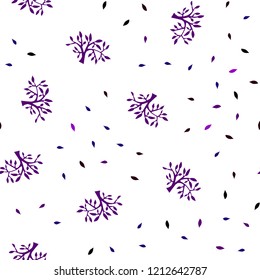 Dark Blue, Red vector seamless doodle background with leaves, branches. Colorful illustration in doodle style with leaves, branches. Pattern for trendy fabric, wallpapers.