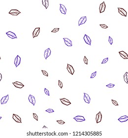 Dark Blue, Red vector seamless doodle backdrop with leaves. Colorful illustration in doodle style with leaves. Pattern for design of fabric, wallpapers.