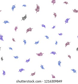 Dark Blue, Red vector seamless elegant background with leaves. Glitter abstract illustration with doodles and leaves. Pattern for trendy fabric, wallpapers.