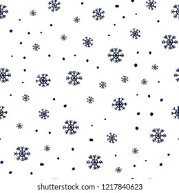 Dark Blue, Red vector seamless pattern with christmas snowflakes. Shining colorful illustration with snow in christmas style. Trendy design for wallpaper, fabric makers.