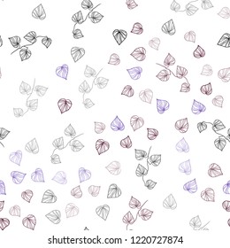 Dark Blue, Red vector seamless natural artwork with leaves. Shining colored illustration with leaves in doodle style. Pattern for design of fabric, wallpapers.