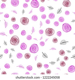 Dark Blue, Red vector seamless abstract backdrop with leaves and flowers. Abstract illustration with leaves, flowers in doodles style. Design for wallpaper, fabric makers.