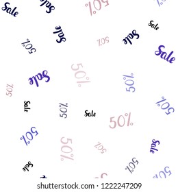 Dark Blue, Red vector seamless pattern with 50 percentage signs. Abstract illustration with colorful gradient symbols of sales. Backdrop for ads, leaflets of Black Friday.