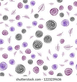 Dark Blue, Red vector seamless elegant pattern with leaves and flowers. Abstract illustration with leaves, flowers in doodles style. Pattern for trendy fabric, wallpapers.