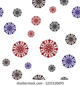 Dark Blue, Red vector seamless template with ice snowflakes. Glitter abstract illustration with crystals of ice. Template for business cards, websites.