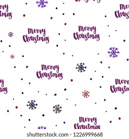 Dark Blue, Red vector seamless texture with colored snowflakes. Colorful decorative design in xmas style with snow. Trendy design for wallpaper, fabric makers.