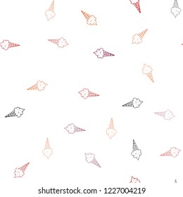 Dark Blue, Red vector seamless background with ice-cream cones. Illustration with set of delicious sweet ice-cream cones. Pattern for ads of breakfast, lunch, dinner.