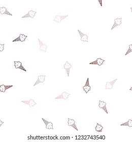 Dark Blue, Red vector seamless texture with delicious ice-cream. Decorative design of ice-cream cones in doodle style. Pattern for ad, booklets, leaflets of restaurants.