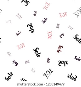 Dark Blue, Red vector seamless background with 70 % signs of sales. Colored words of sales with gradient on white background. Backdrop for mega promotions, discounts.