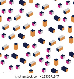 Dark Blue, Red vector seamless, isometric background with rectangles. Decorative design in abstract style with rectangles. Design for wallpaper, fabric makers.