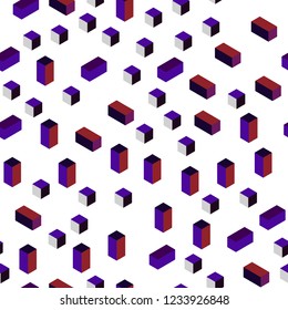 Dark Blue, Red vector seamless, isometric background with rectangles. Abstract gradient illustration with rectangles. Pattern for trendy fabric, wallpapers.