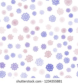 Dark Blue, Red vector seamless layout with bright snowflakes. Shining colored illustration with snow in christmas style. Pattern for design of window blinds, curtains.