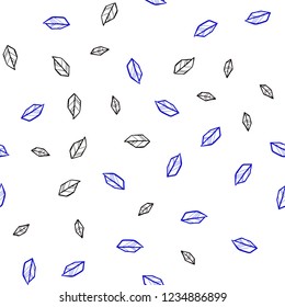 Dark Blue, Red vector seamless natural artwork with leaves. Doodle illustration of leaves in Origami style with gradient. Texture for window blinds, curtains.