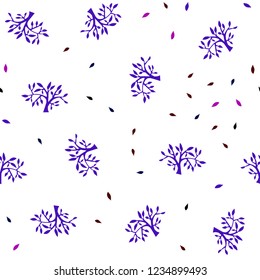 Dark Blue, Red vector seamless doodle texture with leaves, branches. Creative illustration in blurred style with leaves, branches. Texture for window blinds, curtains.