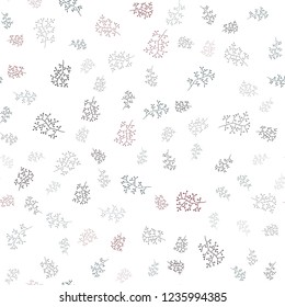 Dark Blue, Red vector seamless natural backdrop with leaves, branches. Sketchy doodles on white background. Template for business cards, websites.