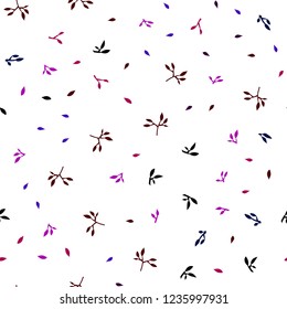 Dark Blue, Red vector seamless elegant wallpaper with leaves. Decorative illustration with doodles on abstract template. Pattern for design of fabric, wallpapers.