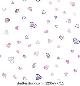 Dark Blue, Red vector seamless layout with sweet hearts. Decorative shining illustration with hearts on abstract template. Pattern can be used for valentine's ad, booklets.