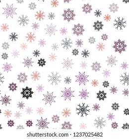 Dark Blue, Red vector seamless pattern with christmas snowflakes. Shining colored illustration with snow in christmas style. Pattern for design of fabric, wallpapers.
