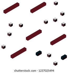Dark Blue, Red vector seamless, isometric layout with lines, rectangles. Illustration with set of colorful rectangles. Pattern for trendy fabric, wallpapers.