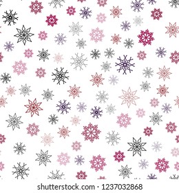 Dark Blue, Red vector seamless pattern with christmas snowflakes. Decorative shining illustration with snow on abstract template. Design for textile, fabric, wallpapers.