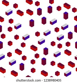 Dark Blue, Red vector seamless, isometric backdrop with rhombus. Decorative design in abstract style with rectangles. Pattern for design of fabric, wallpapers.