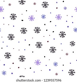 Dark Blue, Red vector seamless pattern with christmas snowflakes. Shining colorful illustration with snow in christmas style. Pattern for design of fabric, wallpapers.