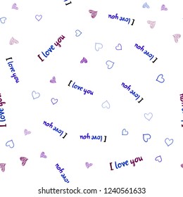 Dark Blue, Red vector seamless texture with lovely hearts. Blurred decorative design in doodle style with hearts. Beautiful design for your business advert of anniversary.
