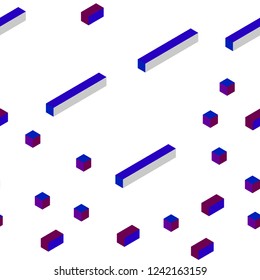 Dark Blue, Red vector seamless, isometric template with rhombus. Decorative design in abstract style with rectangles. Design for textile, fabric, wallpapers.